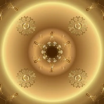 Vector geometric background. For your design, sketch. Golden pattern on brown an Stock Illustration