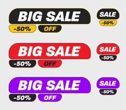 Vector geometric banner template for big sale, 50% discount, colorful flyer.. Stock Illustration