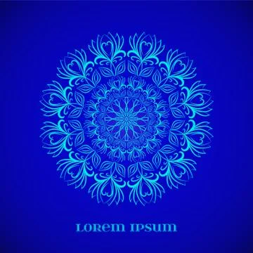 Vector Geometric Blue Glow Mandala Stock Illustration