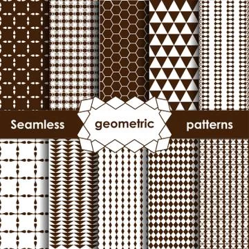 Vector Geometric brown Seamless Patterns Set. Stock Illustration