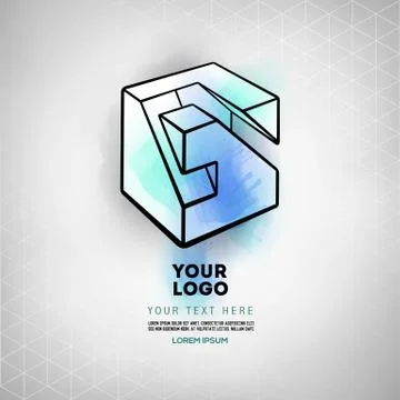 Vector geometric figure cube logo design 스톡 일러스트
