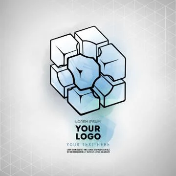 Vector geometric figure cube logo design Illustrazione stock