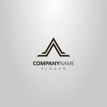Vector geometric flat art logo of abstract triangle mountain shape in two lines 스톡 일러스트