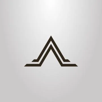 Vector geometric flat art sign of abstract triangle mountain shape in two lines Stock Illustration