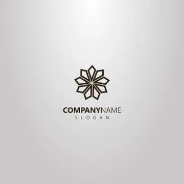 Vector geometric flower logo with a spiral in the center Stock Illustration
