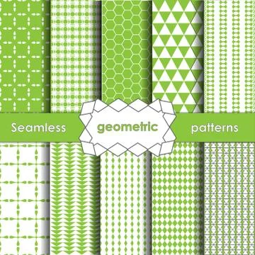 Vector Geometric green Seamless Patterns Set. Stock Illustration