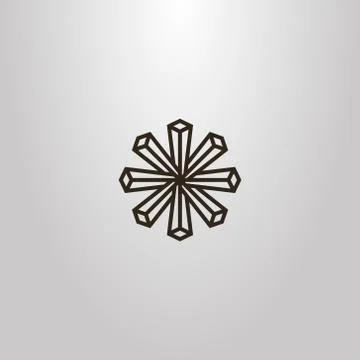 Vector geometric line art sign of crystal eight-leaf flower Stock Illustration