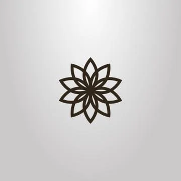 Vector geometric line art sign of a blooming flower	 Stock Illustration