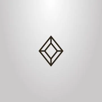 Vector geometric line art sign of diamond shape gemstone Stock Illustration