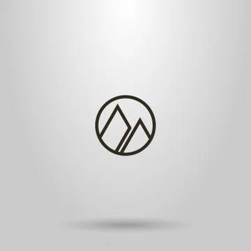 Vector geometric line art sign of two mountain peaks in a round frame Stock-Illustration