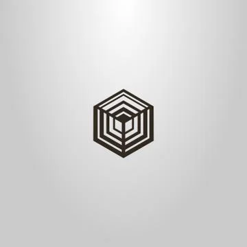 Vector geometric line art sign of the hexagon cubic structure Stock-Illustration
