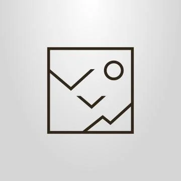 Vector geometric line art square pictogram of landscape picture Illustrazione stock