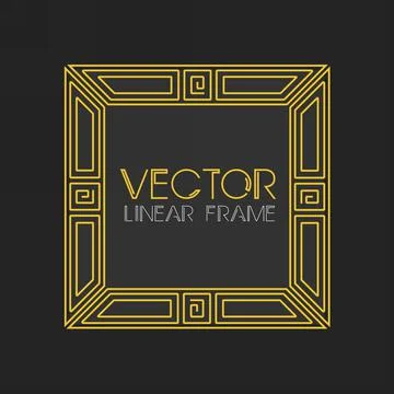 Vector geometric linear style frame - art deco text decoration.  Monogram Illustrazione stock