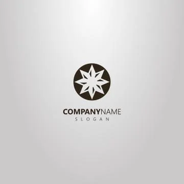 Vector geometric negative space round logo of multi-pointed star  Stock Illustration