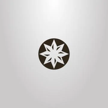 Vector geometric negative space round sign of multi-pointed star	 Stock Illustration