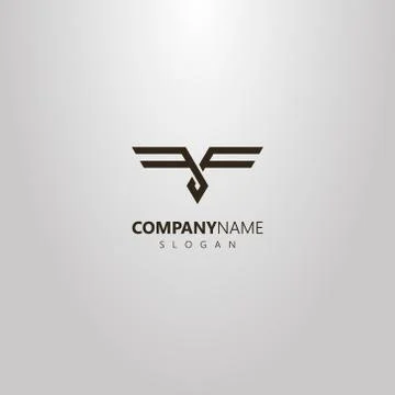 Vector geometric outline flat art logo of abstract eagle bird Illustrazione stock