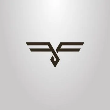 Vector geometric outline flat art sign of abstract eagle bird Illustrazione stock