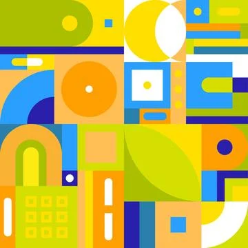 Vector geometric pattern. Bauhaus style. Mosaic from simple basic forms. Eco Stock Illustration