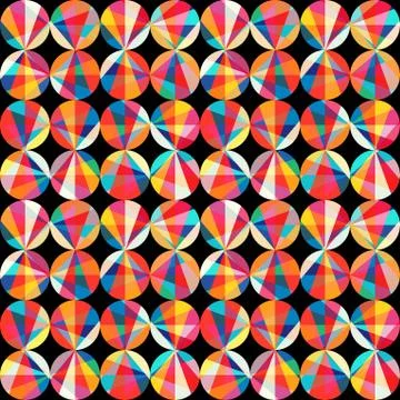 Vector geometric pattern of circles and triangles. colored circles seamless p イラスト素材