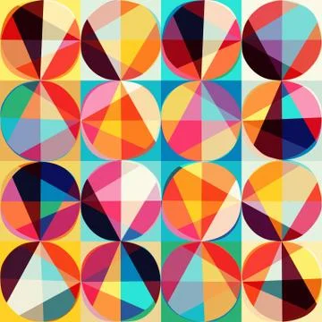 Vector geometric pattern of circles and triangles. colored circles seamless p イラスト素材