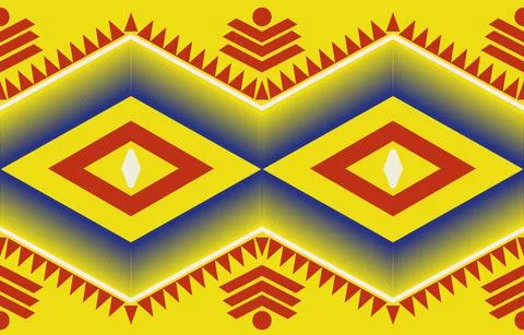 Vector  with geometric pattern in red, yellow and blue, seamless background. Stock Illustration