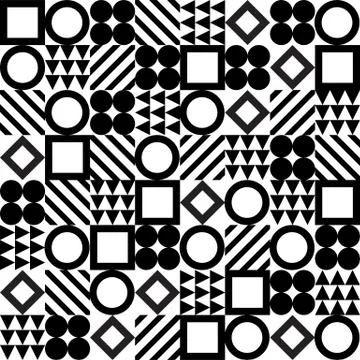 Vector geometric pattern. Seamless abstract black and white graphic tile patt Illustrazione stock