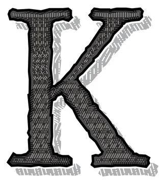 Vector geometric patterned letter.Art font. Stock Illustration