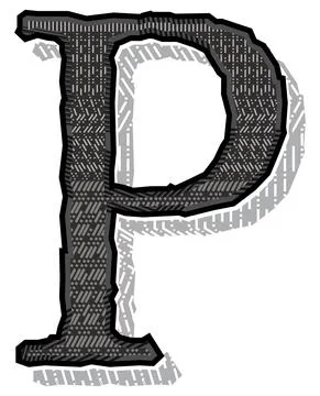 Vector geometric patterned letter.Art font. Stock Illustration