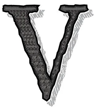 Vector geometric patterned letter.Art font. Stock Illustration