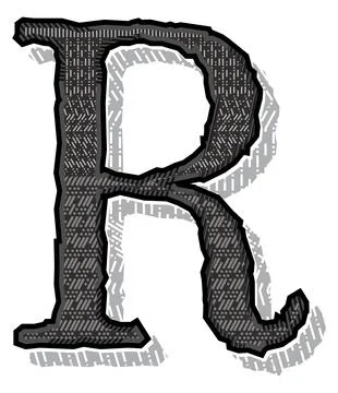 Vector geometric patterned letter.Art font. Stock Illustration