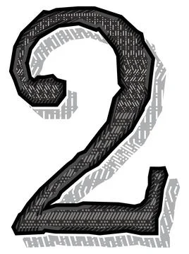 Vector geometric patterned number.Art font. Stock Illustration