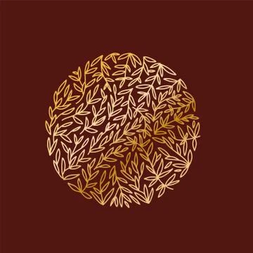 Vector geometric patterned round concept in trendy mono line style. Art deco  Stock Illustration