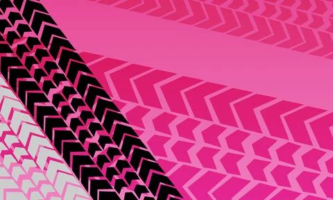 Vector geometric pink gradient tire tracks background. Illustrazione stock