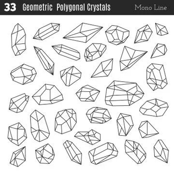 Vector geometric polygonal crystals Stock Illustration