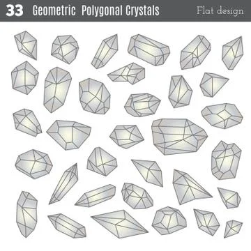 Vector geometric polygonal crystals Stock Illustration