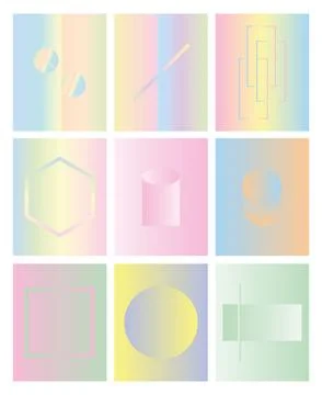 Vector geometric posters. Colorful rainbow colors with geometric elements イラスト素材