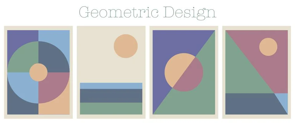 Vector geometric posters. Set of minimal posters. Vector template with elem.. Stock Illustration