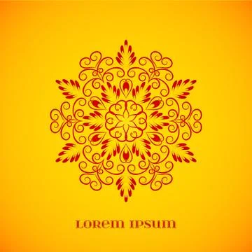 Vector Geometric Red Mandala over Orange Stock Illustration