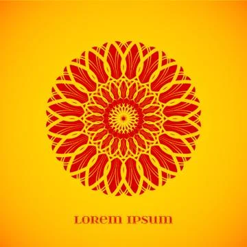 Vector Geometric Red Mandala over Orange Stock Illustration