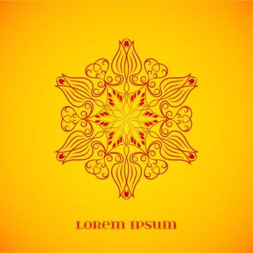 Vector Geometric Red Mandala over Orange Stock Illustration