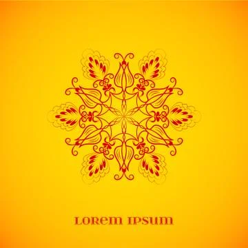 Vector Geometric Red Mandala over Orange Stock Illustration