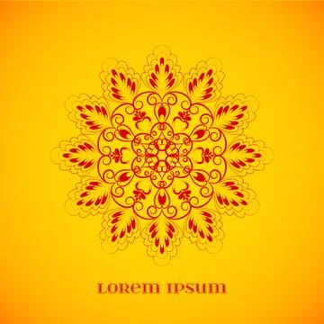 Vector Geometric Red Mandala over Orange Stock Illustration