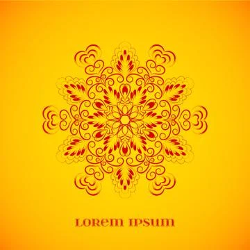 Vector Geometric Red Mandala over Orange Stock Illustration