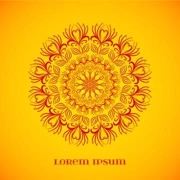 Vector Geometric Red Mandala over Orange Stock Illustration