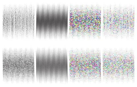 Vector geometric round shape and polygon dotted halftone texture on white b.. Stock Illustration