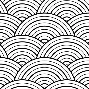 Vector geometric seamless asian style scale arc pattern background. Illustrazione stock