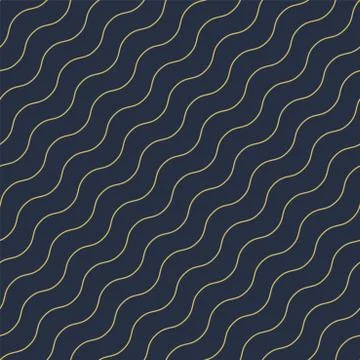 Vector geometric seamless diagonal wavy pattern - goldish striped rich texture Stock Illustration