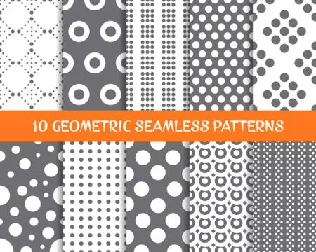 Vector geometric seamless dot patterns Stock Illustration