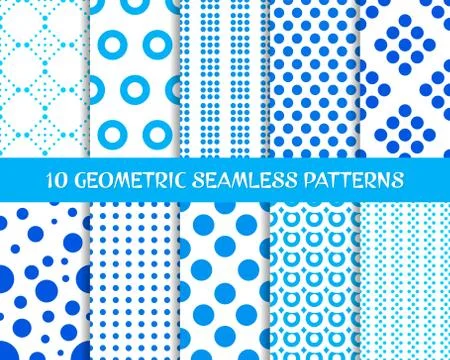 Vector geometric seamless dot patterns Stock Illustration