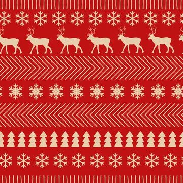 Vector geometric seamless pattern with Christmas trees and snowflakes. Illustrazione stock